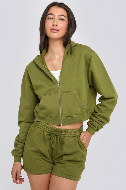 the crop zip up hoodie