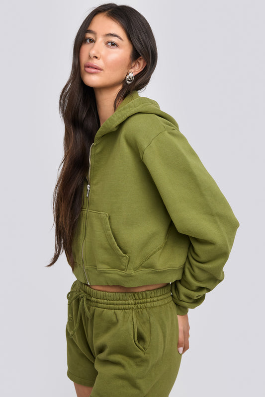 the crop zip up hoodie
