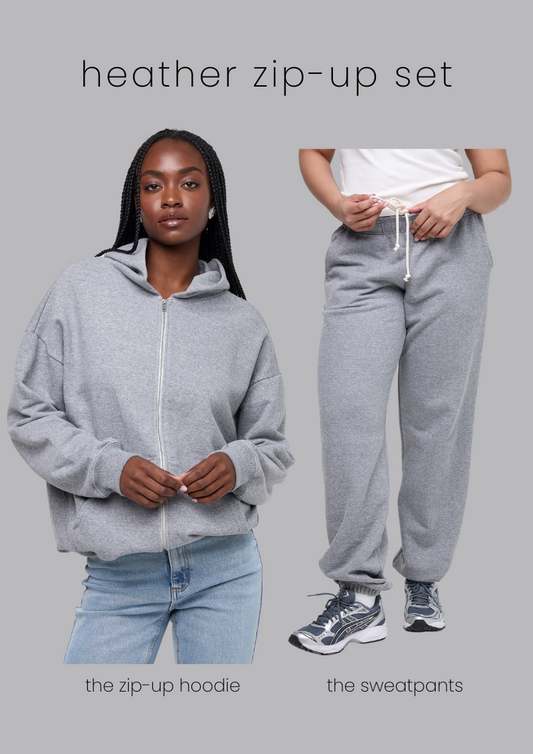 heather zip-up set