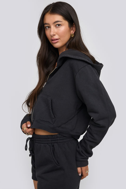 the crop zip up hoodie